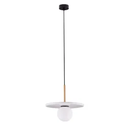 Lampade A Sospensione-Selezionato da Mazzolaluce Lampada a sospensione di marmo bianco sfera di vetro