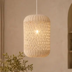 Lampade A Sospensione-Selezionato da Mazzolaluce Lampada a sospensione di rattan avorio