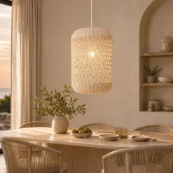 Lampade A Sospensione-Selezionato da Mazzolaluce Lampada a sospensione di rattan avorio