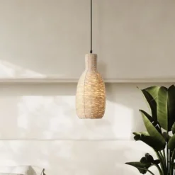 Lampade A Sospensione-Selezionato da Mazzolaluce Lampada a sospensione di rattan per comodino camera da letto corda sabbia