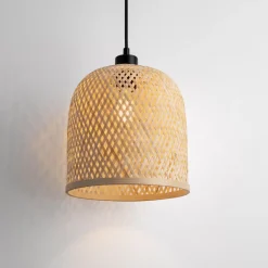Lampade A Sospensione-Selezionato da Mazzolaluce Lampada a sospensione di rattan bamboo naturale 23 cm
