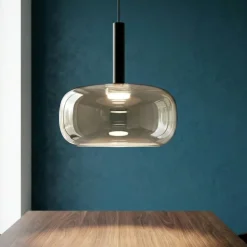 Lampade A Sospensione-Fabas Luce Lampada a sospensione di vetro cognac led 2700k 3000k 4000k fabas devero