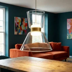Lampade A Sospensione-Selezionato da Mazzolaluce Lampada a sospensione di vetro led 3000k oro luce biemissione