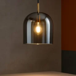 Lampade A Sospensione-Perenz Illuminazione Lampada a sospensione di vetro fume specchiato per isola coro perenz