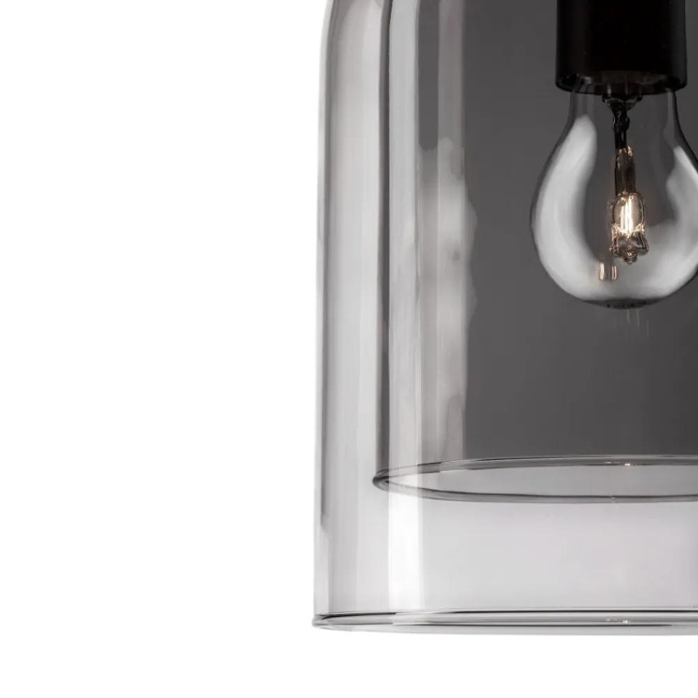 Lampade A Sospensione-Selezionato da Mazzolaluce Lampada a sospensione doppio vetro grigio fume trasparente