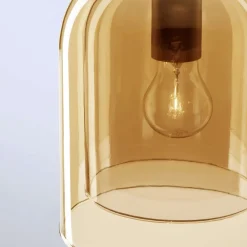 Lampade A Sospensione-Selezionato da Mazzolaluce Lampada a sospensione doppio vetro ambra trasparente per isola cucina
