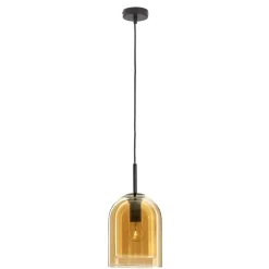 Lampade A Sospensione-Selezionato da Mazzolaluce Lampada a sospensione doppio vetro ambra trasparente per isola cucina
