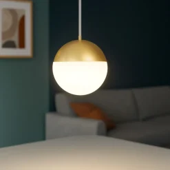 Lampade A Sospensione-Selezionato da Mazzolaluce Lampada a sospensione dorata sfera led 10w 3000k