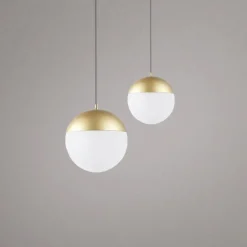 Lampade A Sospensione-Selezionato da Mazzolaluce Lampada a sospensione dorata sfera led 10w 3000k