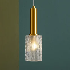 Lampade A Sospensione-Selezionato da Mazzolaluce Lampada a sospensione dorata vetro trasparente lavorato