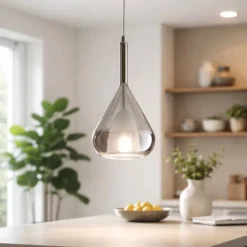 Lampade A Sospensione-Fabas Luce Lampada a sospensione lila fume in vetro moderna
