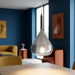 Lampade A Sospensione-Fabas Luce Lampada a sospensione lila fume in vetro moderna