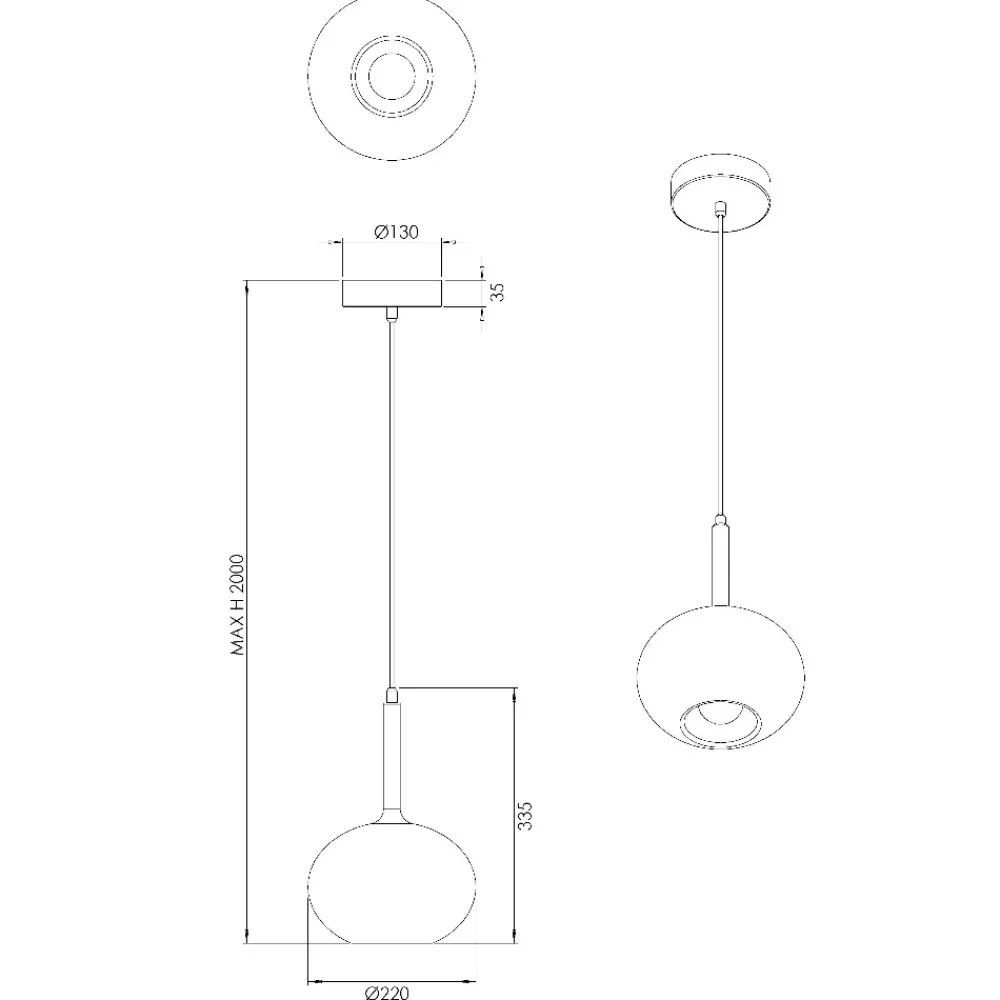 Lampade A Sospensione-Fabas Luce Lampada a sospensione edolo sfera in vetro ambra