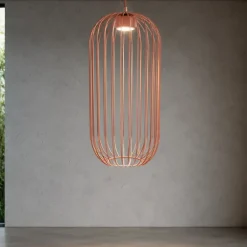 Lampade A Sospensione-Selezionato da Mazzolaluce Lampada a sospensione gabbia di metallo rosso mattone design moderno