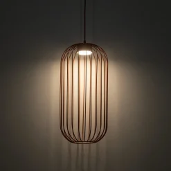 Lampade A Sospensione-Selezionato da Mazzolaluce Lampada a sospensione gabbia di metallo rosso mattone design moderno