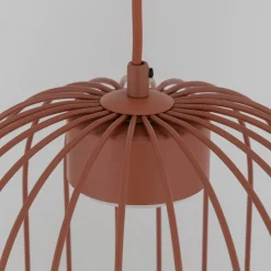 Lampade A Sospensione-Selezionato da Mazzolaluce Lampada a sospensione gabbia di metallo rosso mattone design moderno