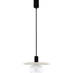 Lampade A Sospensione-Selezionato da Mazzolaluce Lampada a sospensione hos disco di cemento beige con sfera in vetro