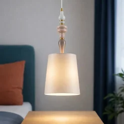 Lampade A Sospensione-Selezionato da Mazzolaluce Lampada a sospensione in ceramica con paralume per camera da letto