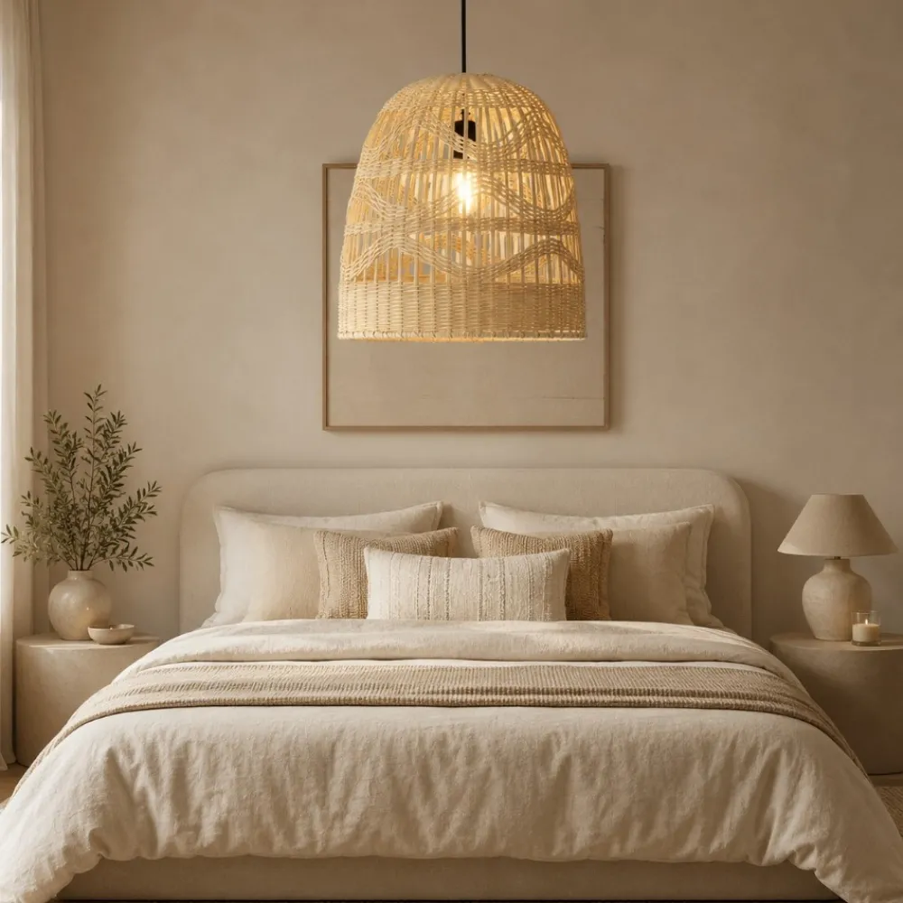 Lampade A Sospensione-Selezionato da Mazzolaluce Lampada a sospensione in rattan naturale 30 cm