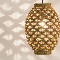 Lampade A Sospensione-Selezionato da Mazzolaluce Lampada a sospensione in rattan e giacinto essiccato