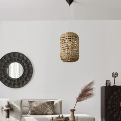 Lampade A Sospensione-Selezionato da Mazzolaluce Lampada a sospensione in rattan per soggiorno