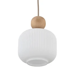 Lampade A Sospensione-Selezionato da Mazzolaluce Lampada a sospensione inserti in legno vetro bianco