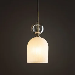 Lampade A Sospensione-Selezionato da Mazzolaluce lampada a sospensione in vetro bianco sfera ambra stile contemporaneo