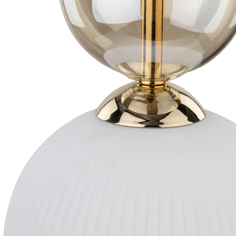 Lampade A Sospensione-Selezionato da Mazzolaluce lampada a sospensione in vetro bianco sfera ambra stile contemporaneo