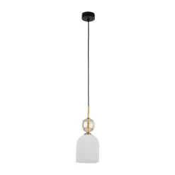 Lampade A Sospensione-Selezionato da Mazzolaluce lampada a sospensione in vetro bianco sfera ambra stile contemporaneo