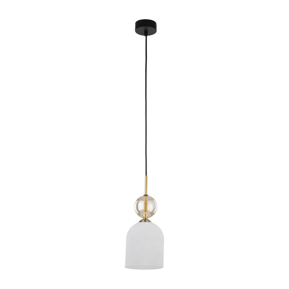 Lampade A Sospensione-Selezionato da Mazzolaluce lampada a sospensione in vetro bianco sfera ambra stile contemporaneo