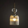Lampade A Sospensione-Selezionato da Mazzolaluce lampada a sospensione in vetro ambra rigato