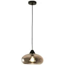 Lampade A Sospensione-Fabas Luce Lampada a sospensione in vetro soffiato fume moderna elea