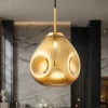 Lampade A Sospensione-Selezionato da Mazzolaluce Lampada a sospensione in vetro specchiato oro design moderna 25 cm