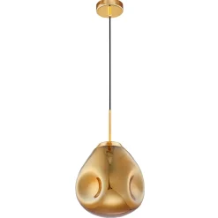 Lampade A Sospensione-Selezionato da Mazzolaluce Lampada a sospensione in vetro specchiato oro design moderna 25 cm
