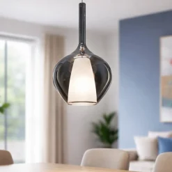 Lampade A Sospensione-Ideal Lux Lampada a sospensione klique sp1-1 d28 vetro fume' per soggiorno
