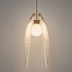 Lampade A Sospensione-Selezionato da Mazzolaluce Lampada a sospensione l30cm conchiglia di vetro per camera da letto