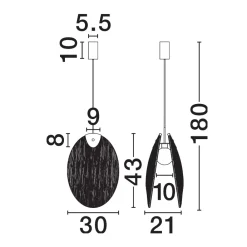 Lampade A Sospensione-Selezionato da Mazzolaluce Lampada a sospensione l30cm conchiglia di vetro per camera da letto