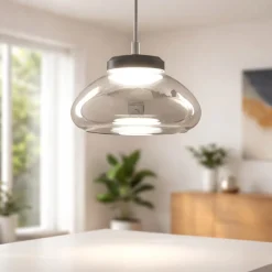 Lampade A Sospensione-Fabas Luce Lampada a sospensione led arabella vetro fume moderna