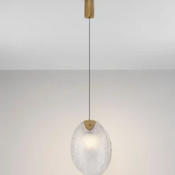 Lampade A Sospensione-Selezionato da Mazzolaluce Lampada a sospensione led conchiglia di vetro l22cm per camera da letto