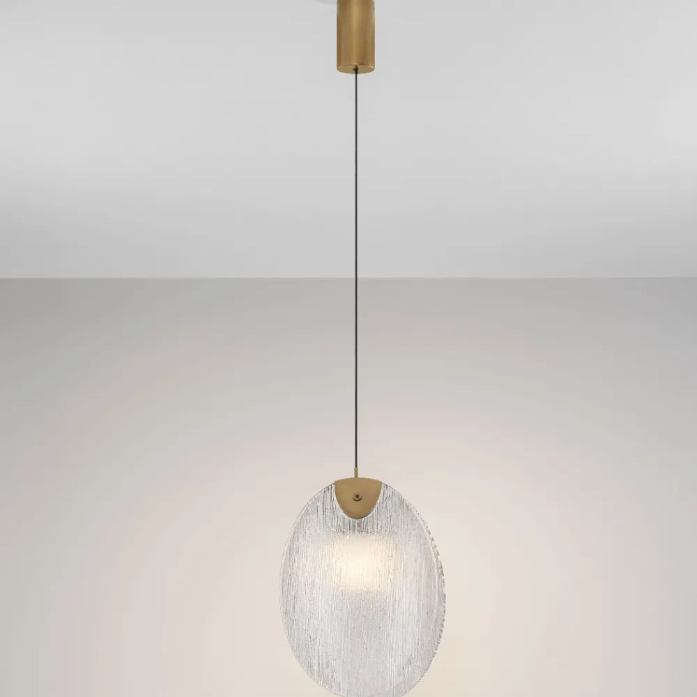 Lampade A Sospensione-Selezionato da Mazzolaluce Lampada a sospensione led conchiglia di vetro l22cm per camera da letto
