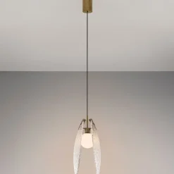 Lampade A Sospensione-Selezionato da Mazzolaluce Lampada a sospensione led conchiglia di vetro l22cm per camera da letto