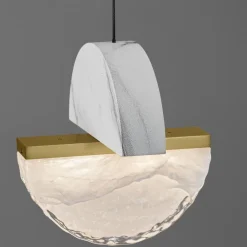 Lampade A Sospensione-Selezionato da Mazzolaluce Lampada a sospensione led marmo bianco vetro design contemporaneo per comodini