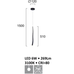 Lampade A Sospensione-Selezionato da Mazzolaluce Lampada a sospensione led nera design moderna fp