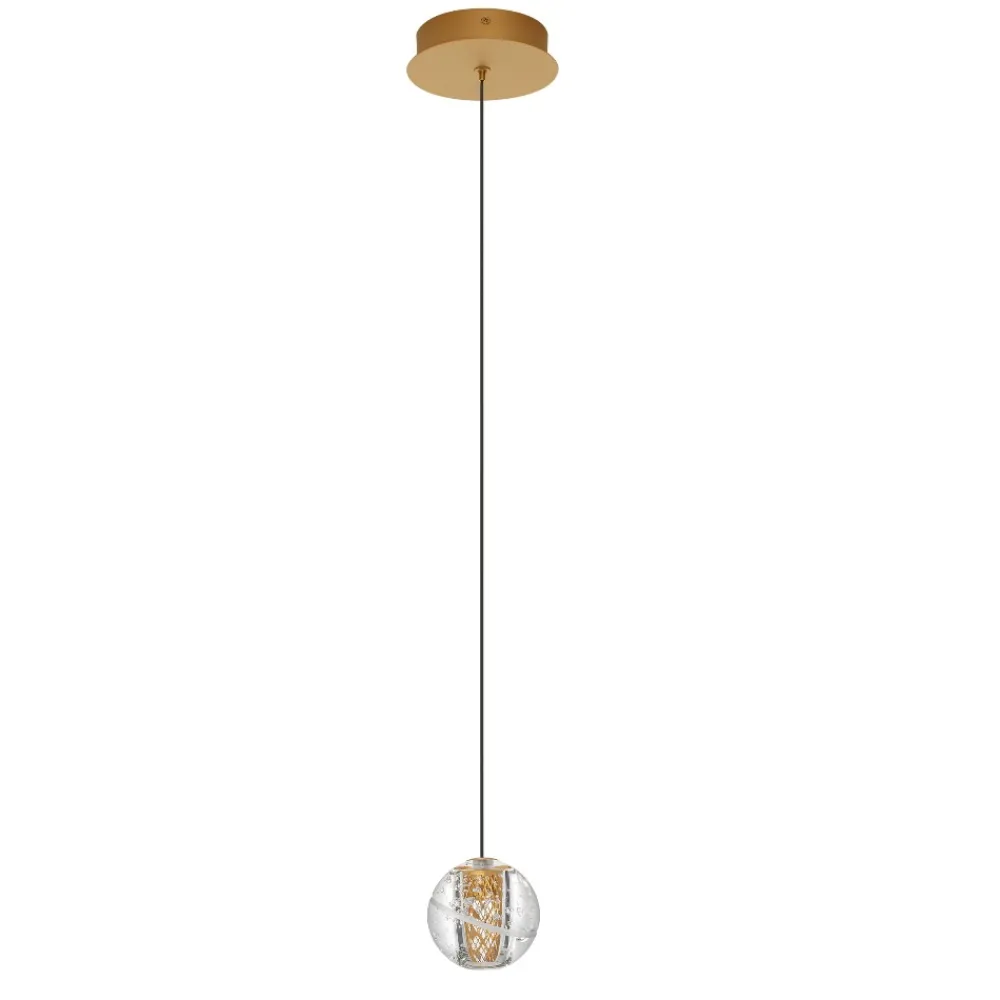Lampade A Sospensione-Selezionato da Mazzolaluce Lampada a sospensione led oro sfera vetro soffiato design
