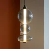 Lampade A Sospensione-Selezionato da Mazzolaluce Lampada a sospensione led sfere di vetro fume trasparente