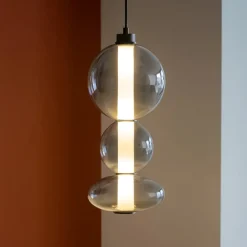 Lampade A Sospensione-Selezionato da Mazzolaluce Lampada a sospensione led sfere di vetro fume trasparente