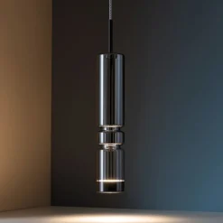 Lampade A Sospensione-Selezionato da Mazzolaluce Lampada a sospensione led vetro fume cilindro