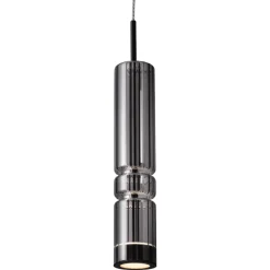 Lampade A Sospensione-Selezionato da Mazzolaluce Lampada a sospensione led vetro fume cilindro
