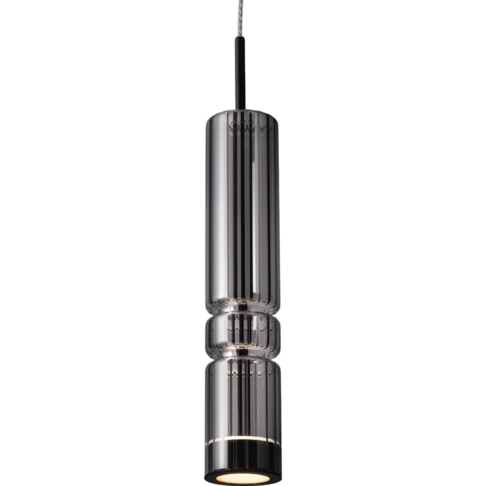 Lampade A Sospensione-Selezionato da Mazzolaluce Lampada a sospensione led vetro fume cilindro