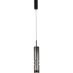 Lampade A Sospensione-Selezionato da Mazzolaluce Lampada a sospensione led vetro fume cilindro